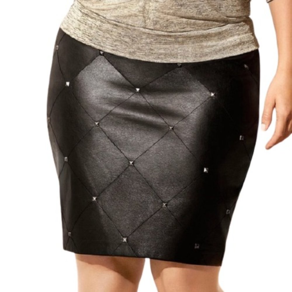 Lane Bryant Faux Leather Studded Above Knee Length Pencil Skirt plus size 24